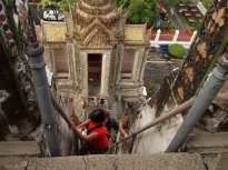 Climbing Wat Arun -- never look down!