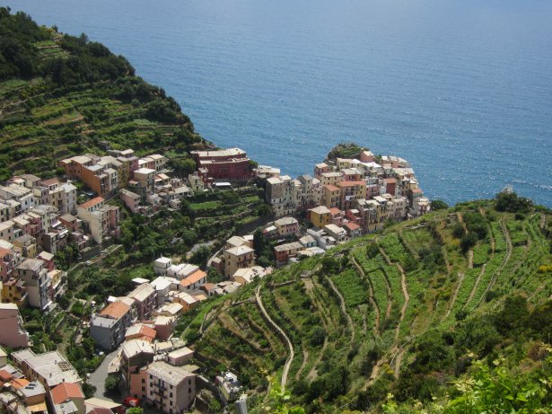 Looking down onto Riomaggiore in the Cinque Terre