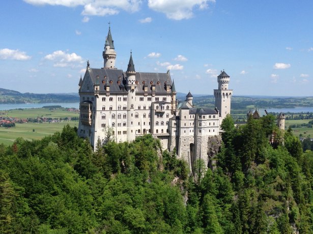 The postcard shot of Neuschanstein castle taken from the 